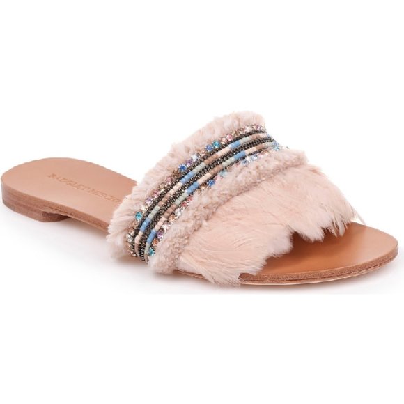 Badgley Mischka Shoes - NEW! BADGLEY MISCHKA SLIDE SANDAL IN NUDE SATIN